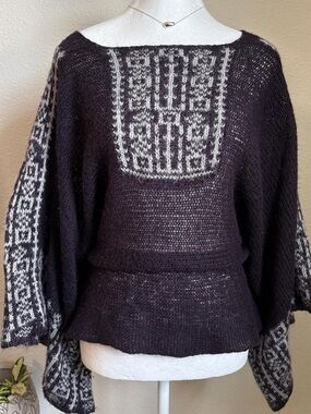 Anthropologie Wooden Ships Bell Sleeve Knit Sweater Boho Chic Coastal Cowgirl